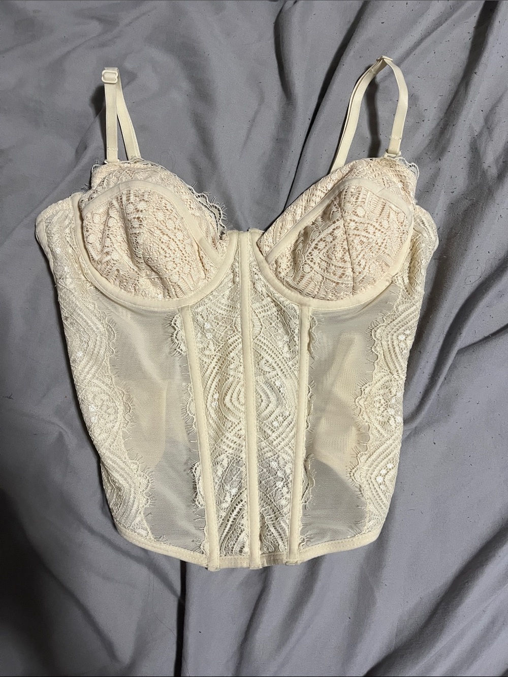 Garage Cream Lace Longline Bustier Top